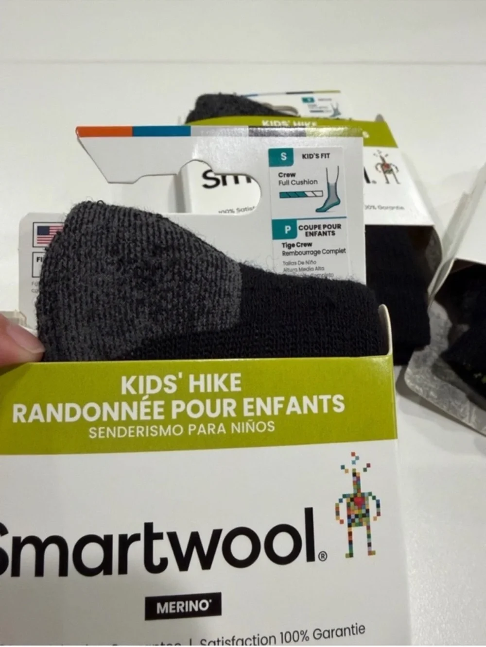 SmartWool Kids Small Light Cushion Hiking Socks 3-Pack Crew Black NWT